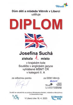 Josefa Suchá - mimořádný úspěch 